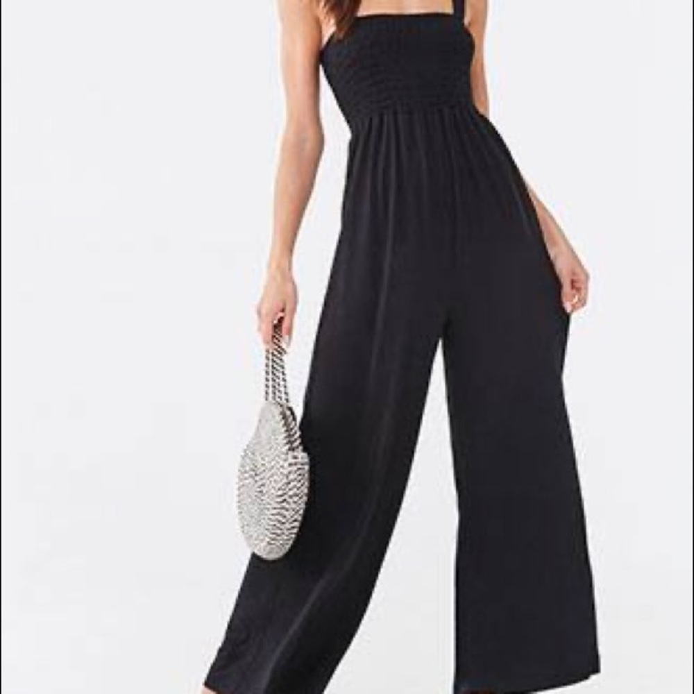 Smocked wide leg jumpsuit